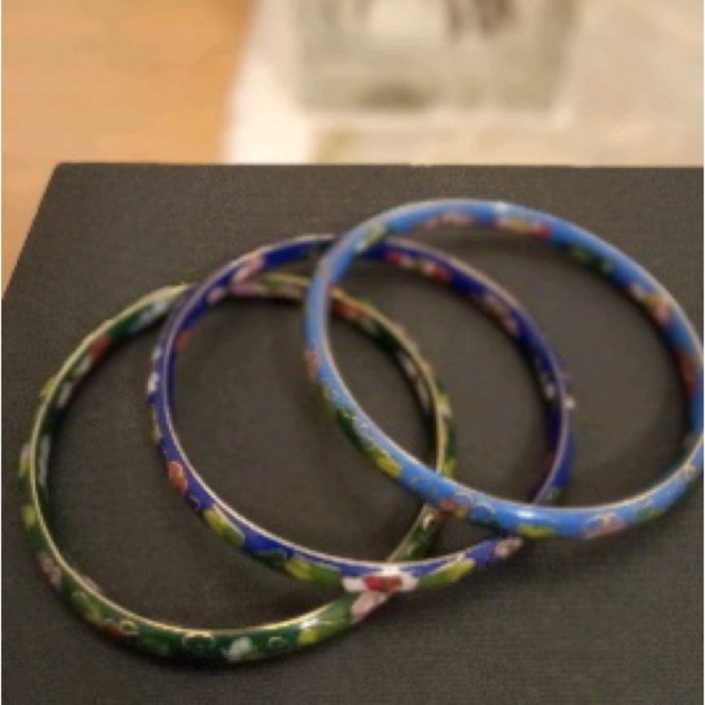 Set of 3 Cloisonné bangle bracelets